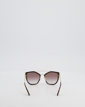 Tom Ford Brown and Gold Cat Eye Acetate and Metal Sunglasses with Logo Detail