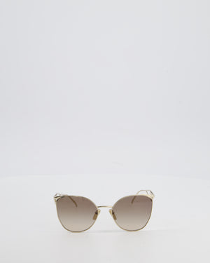 Prada Gold Metal Frame Sunglasses with White Logo Plaque on the Arms