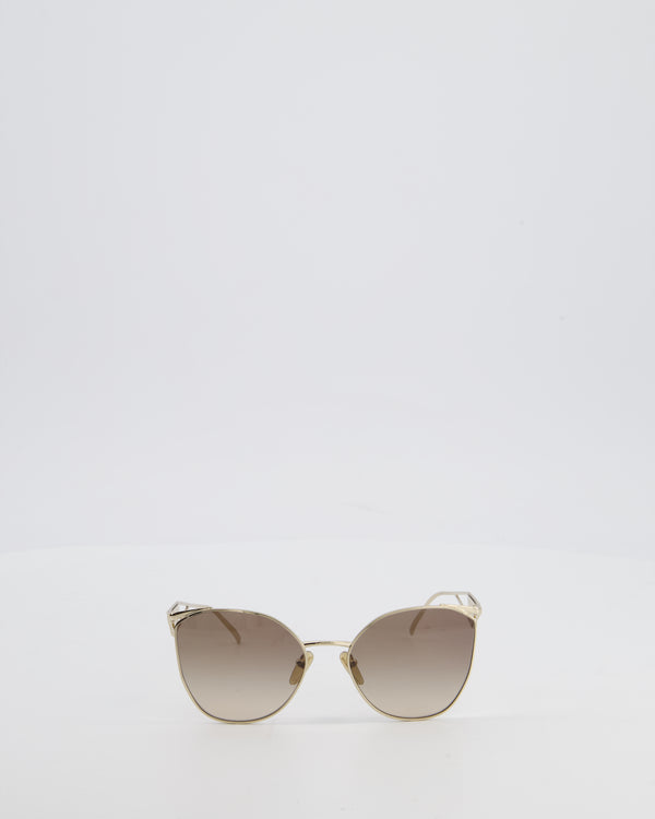 Prada Gold Metal Frame Sunglasses with White Logo Plaque on the Arms