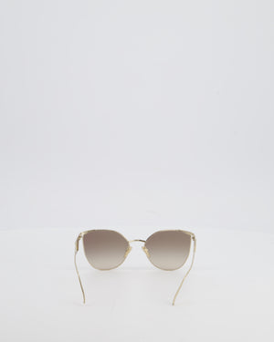 Prada Gold Metal Frame Sunglasses with White Logo Plaque on the Arms