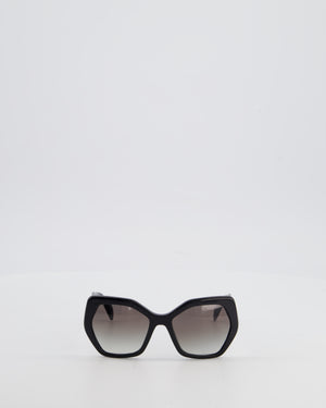 Prada Black Geometrical Acetate Sunglasses with Logo Detail