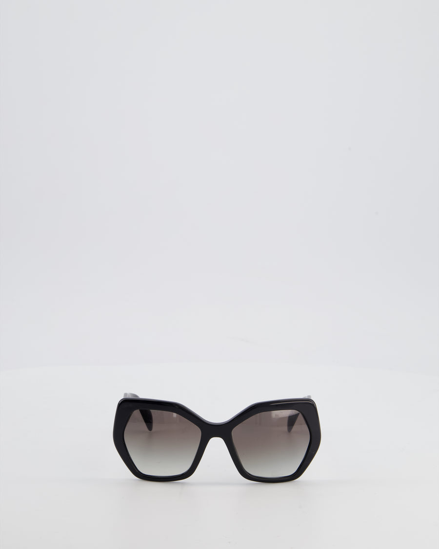 Prada Black Geometrical Acetate Sunglasses with Logo Detail