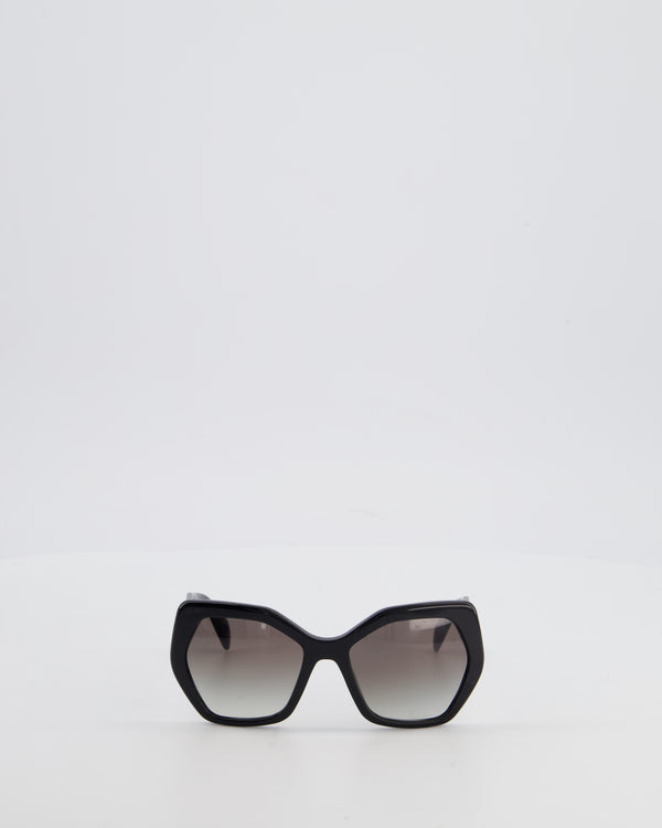 Prada Black Geometrical Acetate Sunglasses with Logo Detail