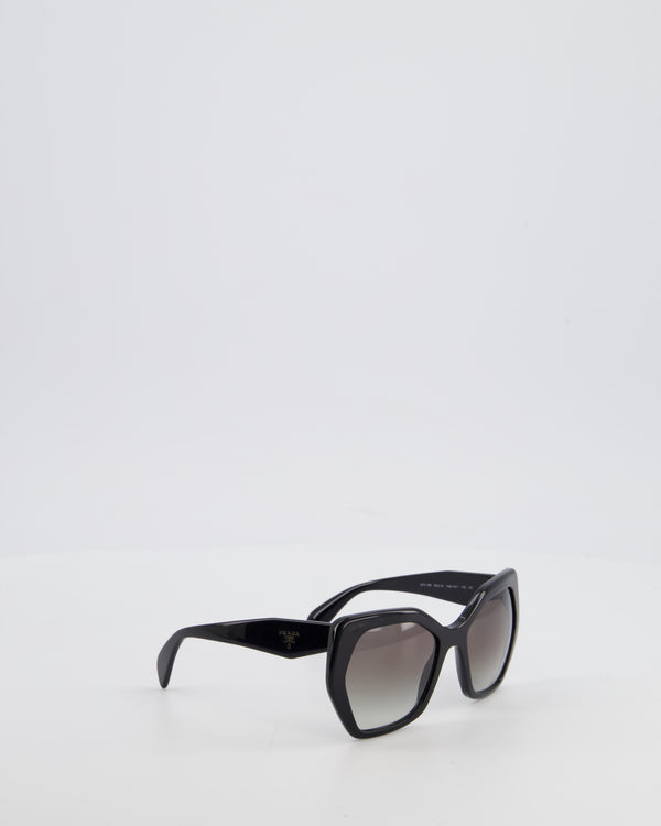 Prada Black Geometrical Acetate Sunglasses with Logo Detail