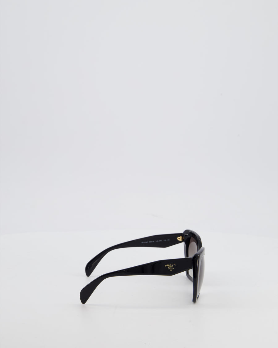 Prada Black Geometrical Acetate Sunglasses with Logo Detail