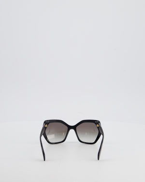 Prada Black Geometrical Acetate Sunglasses with Logo Detail