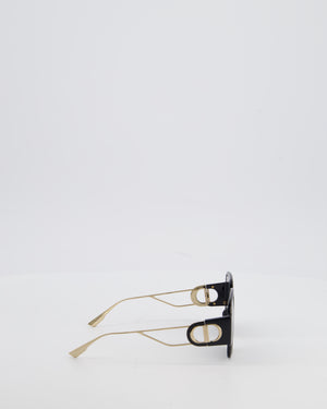 Christian Dior Black 30 Montaigne Geometric Acetate Frame Sunglasses with Gold Arms Detail