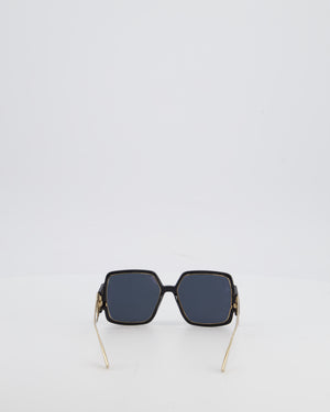 Christian Dior Black 30 Montaigne Geometric Acetate Frame Sunglasses with Gold Arms Detail