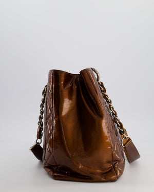 Chanel Bronze GST Grand Shopper Tote Bag in Patent Leather with Silver Hardware