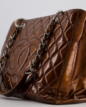Chanel Bronze GST Grand Shopper Tote Bag in Patent Leather with Silver Hardware
