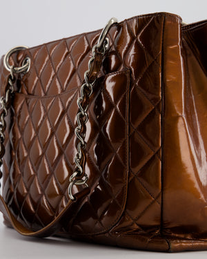 Chanel Bronze GST Grand Shopper Tote Bag in Patent Leather with Silver Hardware