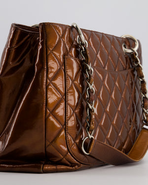 Chanel Bronze GST Grand Shopper Tote Bag in Patent Leather with Silver Hardware