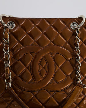 Chanel Bronze GST Grand Shopper Tote Bag in Patent Leather with Silver Hardware