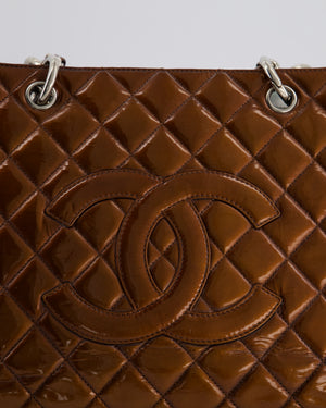 Chanel Bronze GST Grand Shopper Tote Bag in Patent Leather with Silver Hardware