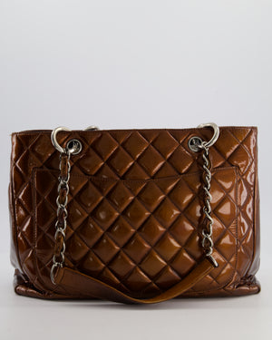 Chanel Bronze GST Grand Shopper Tote Bag in Patent Leather with Silver Hardware