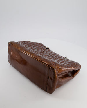Chanel Bronze GST Grand Shopper Tote Bag in Patent Leather with Silver Hardware