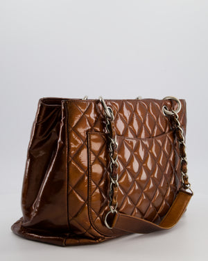 Chanel Bronze GST Grand Shopper Tote Bag in Patent Leather with Silver Hardware