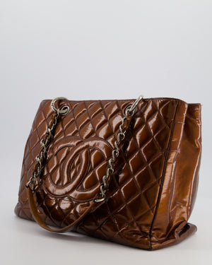 Chanel Bronze GST Grand Shopper Tote Bag in Patent Leather with Silver Hardware