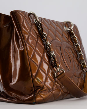 Chanel Bronze GST Grand Shopper Tote Bag in Patent Leather with Silver Hardware
