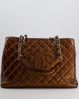 Chanel Bronze GST Grand Shopper Tote Bag in Patent Leather with Silver Hardware