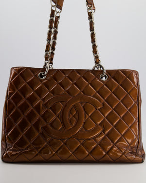 Chanel Bronze GST Grand Shopper Tote Bag in Patent Leather with Silver Hardware