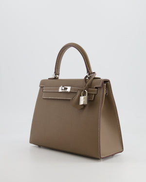 Hermès Kelly 25 Sellier Bag in Etoupe Epsom Leather with Palladium Hardware