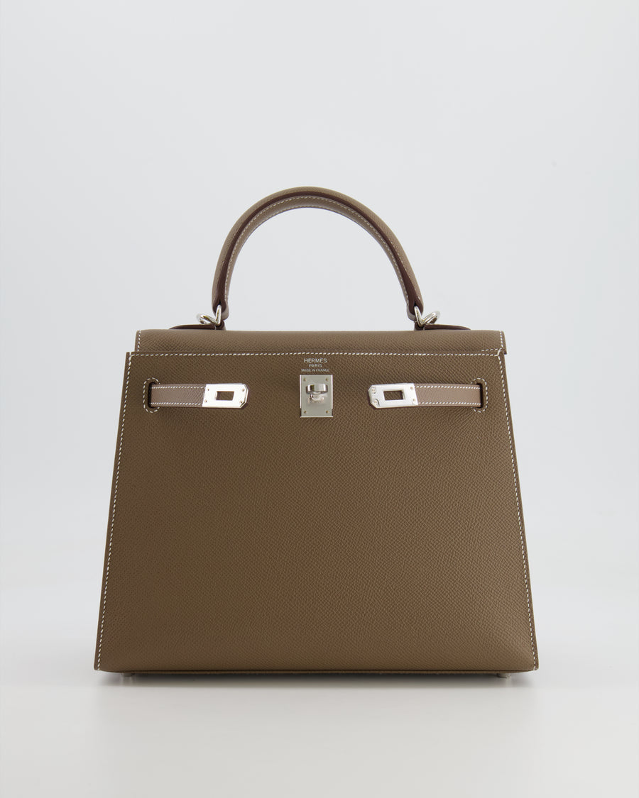 Hermès Kelly 25 Sellier Bag in Etoupe Epsom Leather with Palladium Hardware