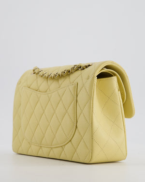 *RARE COLOUR* Chanel Small Classic Double Flap Bag in Butter Yellow Caviar Leather with Champagne Gold Hardware