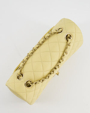 *RARE COLOUR* Chanel Small Classic Double Flap Bag in Butter Yellow Caviar Leather with Champagne Gold Hardware