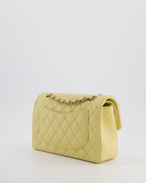*RARE COLOUR* Chanel Small Classic Double Flap Bag in Butter Yellow Caviar Leather with Champagne Gold Hardware
