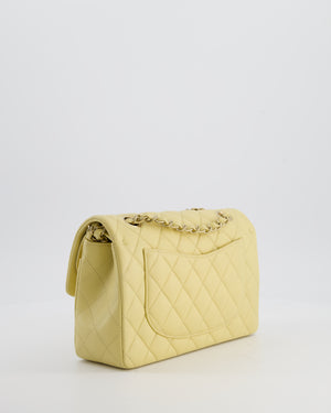 *RARE COLOUR* Chanel Small Classic Double Flap Bag in Butter Yellow Caviar Leather with Champagne Gold Hardware