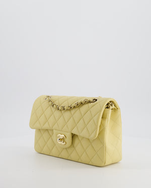 *RARE COLOUR* Chanel Small Classic Double Flap Bag in Butter Yellow Caviar Leather with Champagne Gold Hardware