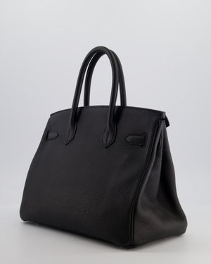*RARE* Hermès Birkin 30 Retourne Bag in Noir Togo Leather with Palladium Hardware
