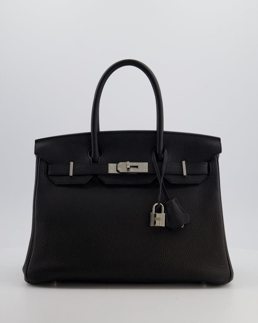 *RARE* Hermès Birkin 30 Retourne Bag in Noir Togo Leather with Palladium Hardware