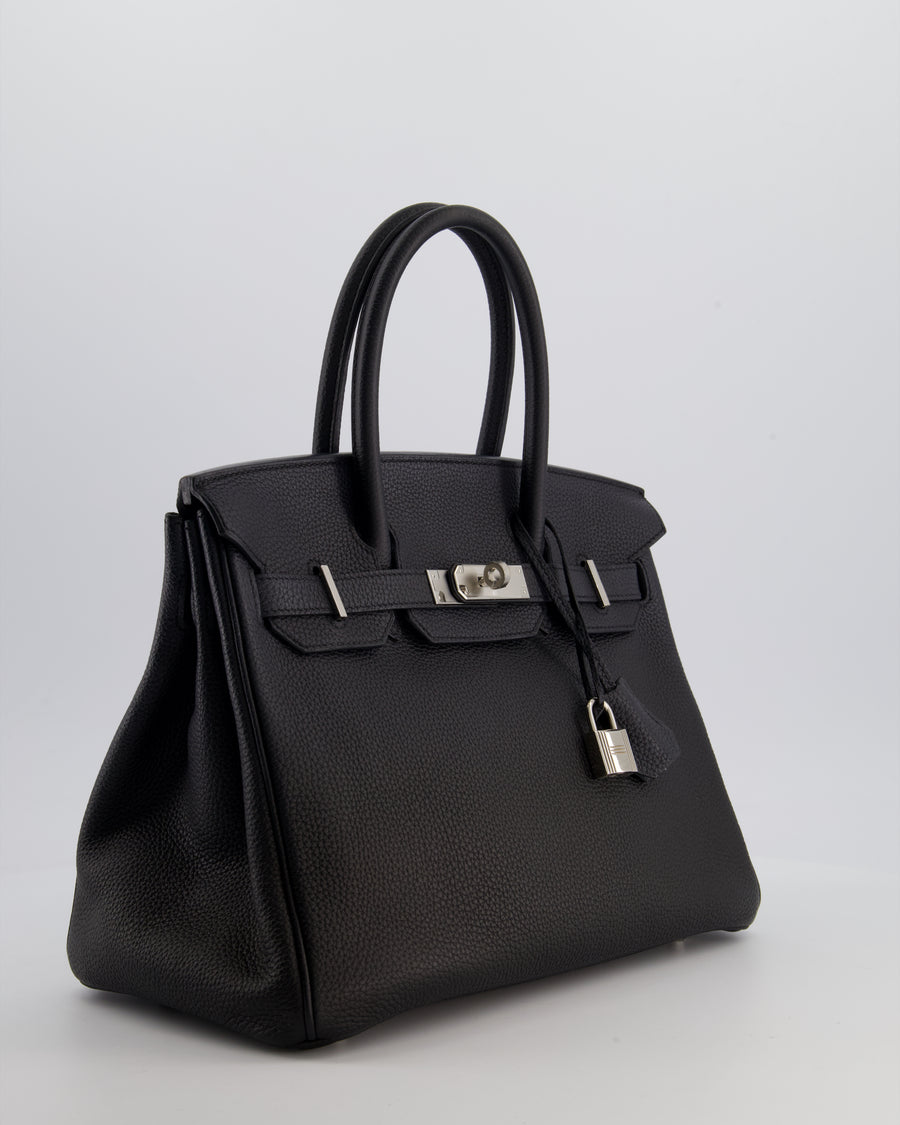*RARE* Hermès Birkin 30 Retourne Bag in Noir Togo Leather with Palladium Hardware