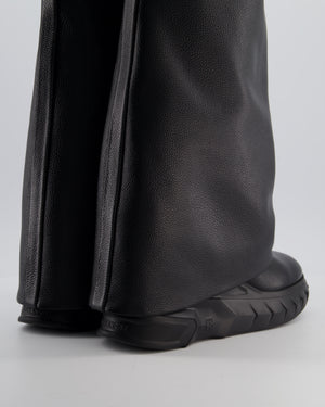 Givenchy Shark Lock Black Leather Biker Knee-high Boots Size EU 40