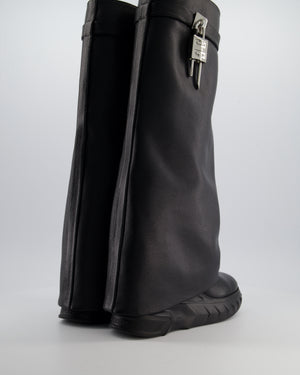 Givenchy Shark Lock Black Leather Biker Knee-High Boots Size EU 40