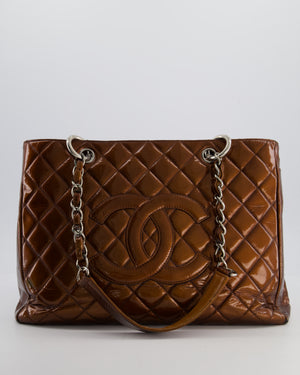 Chanel Bronze GST Grand Shopper Tote Bag in Patent Leather with Silver Hardware