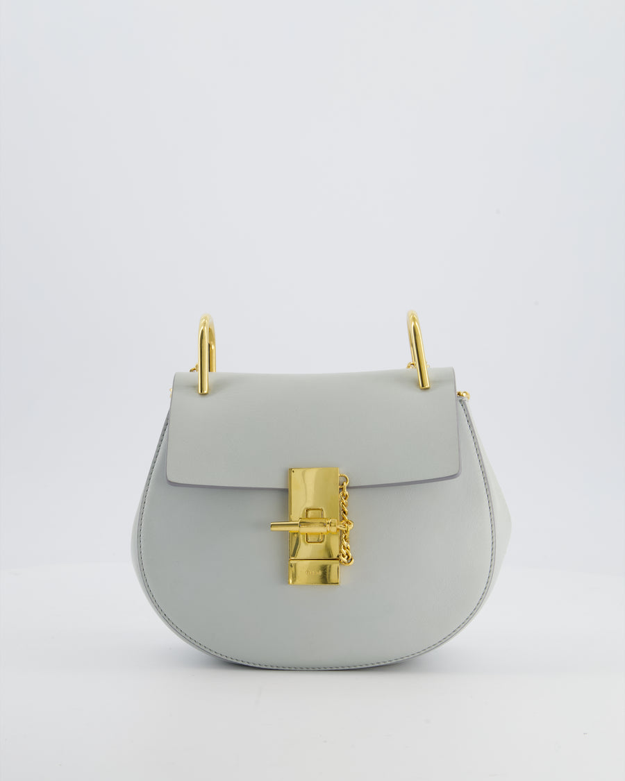 Chloé Baby Blue Drew Calfskin Leather Crossbody Bag with Gold Hardware