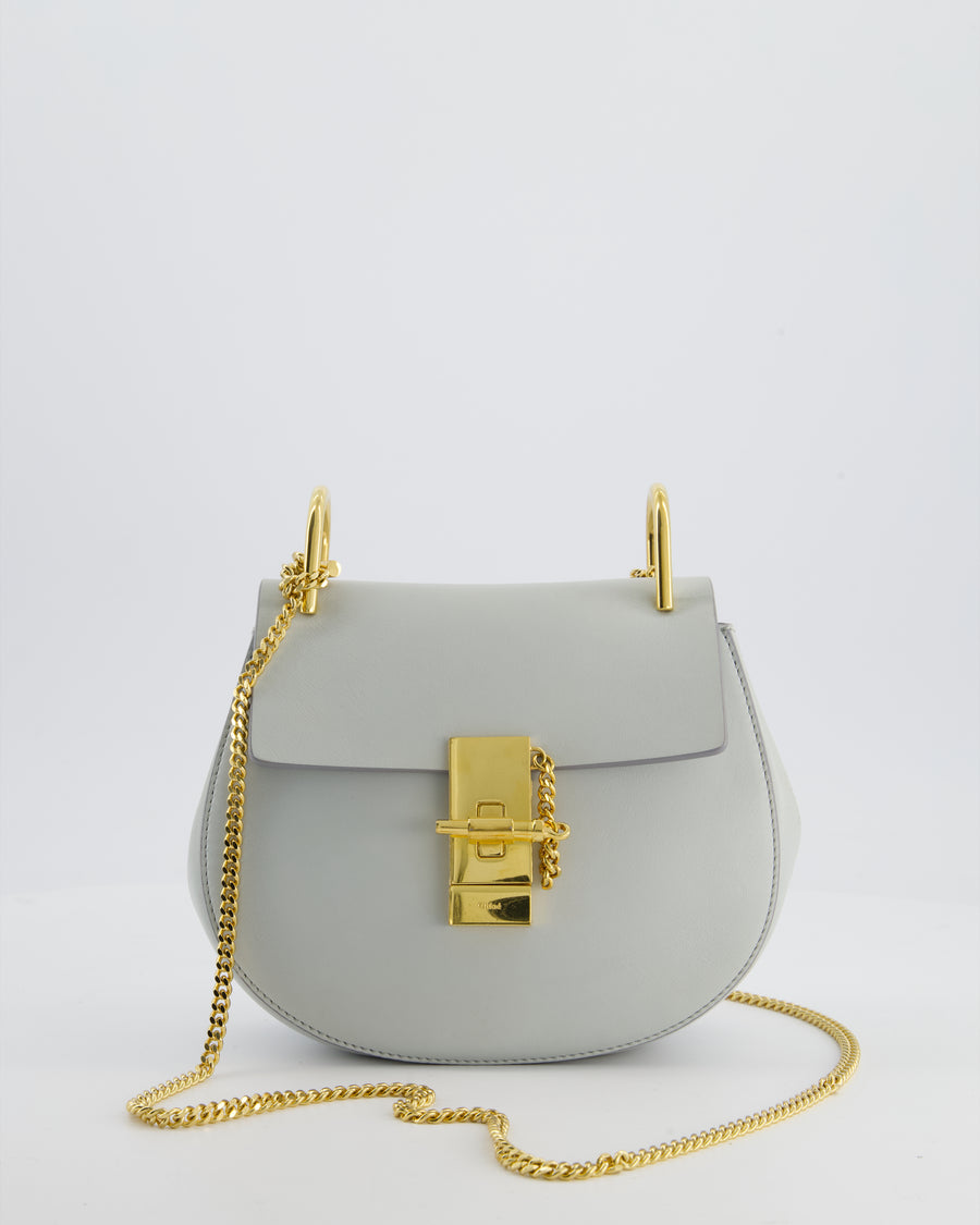 Chloé Baby Blue Drew Calfskin Leather Crossbody Bag with Gold Hardware