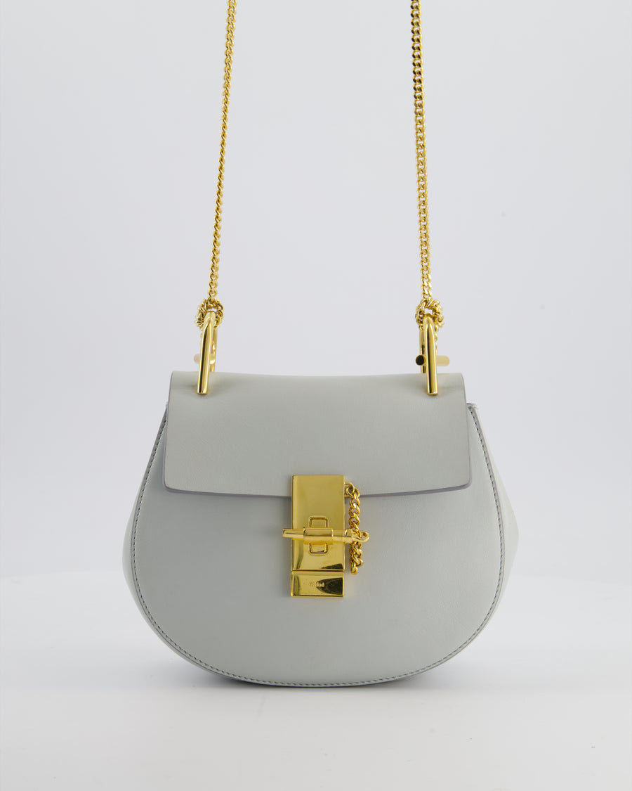 Chloé Baby Blue Drew Calfskin Leather Crossbody Bag with Gold Hardware