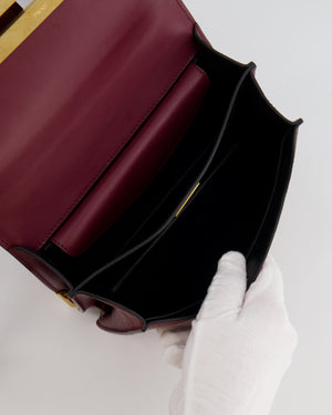 Prada Burgundy Cahier Cross-Body Shoulder Bag  In Saffiano Calfskin Leather with Gold Hardware