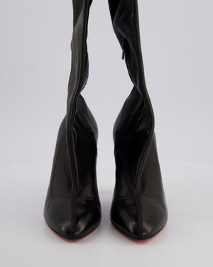 Christian Louboutin Black Calfskin Leather Over-The-Knee Boots Size EU 37