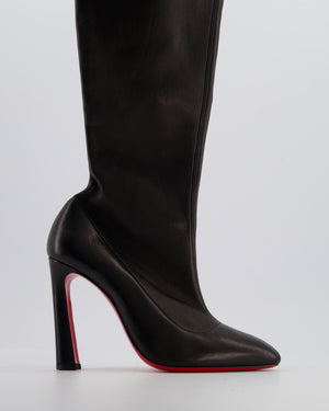 Christian Louboutin Black Calfskin Leather Over-The-Knee Boots Size EU 37