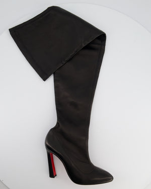 Christian Louboutin Black Calfskin Leather Over-The-Knee Boots Size EU 37
