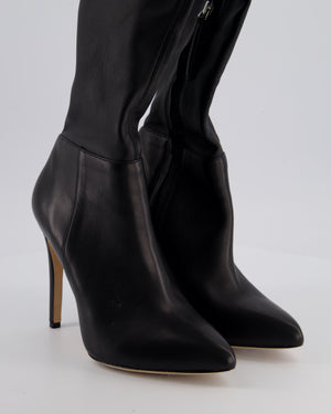Aminah Abdullah Jillil Azizah Black Calfskin Leather Over-The-Knee Boots Size 38 (8M) RRP £890