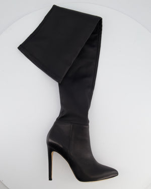 Aminah Abdullah Jillil Azizah Black Calfskin Leather Over-The-Knee Boots Size 38 (8M) RRP £890
