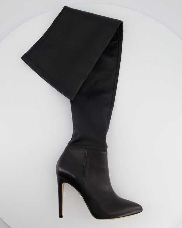 Aminah Abdullah Jillil Azizah Black Calfskin Leather Over-The-Knee Boots Size 38 (8M) RRP £890