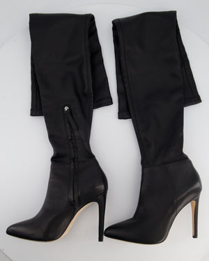 Aminah Abdullah Jillil Azizah Black Calfskin Leather Over-The-Knee Boots Size 38 (8M) RRP £890