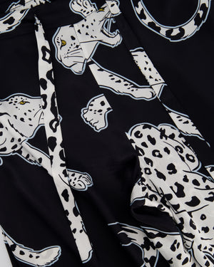 Olivia Von Halle Black & White Leopard Pattern Two-Piece Shirt and Trouser Set Size M (UK 10)